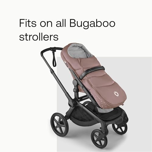 Image of Bugaboo All-Season Footmuff for Strollers - Weatherproof, Breathable, Water-Repellent, Removable Insert, Fits All Bugaboo Strollers - Dusty Pink | Soft fleece lining, breathable materials, weatherproof protection, two-way zipper, reflective details, Dusty Pink