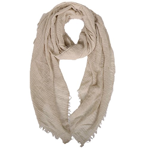 LMVERNA Women Crinkle Cloud Hijab Scarf muslim hijab scarves Pure Color fashion Scarf (Beige)