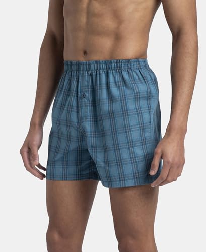 Image of Jockey 8222 Men Super Combed Mercerized Cotton Woven Checkered Inner Boxers with Ultrasoft and Durable Inner Waistband Pack of 2