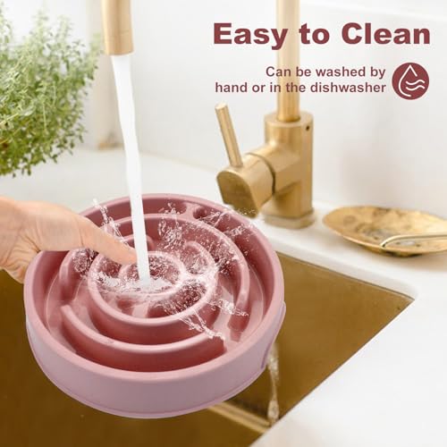 Slow Feeder Dog Bowls, Silicone Dog Bowl with Anti-Slip, Slow Feeder & Non-Slip Design, Boredom and Anxiety Reducer, Suitable for All Breed Dogs and Cat (Pink) - Image 6