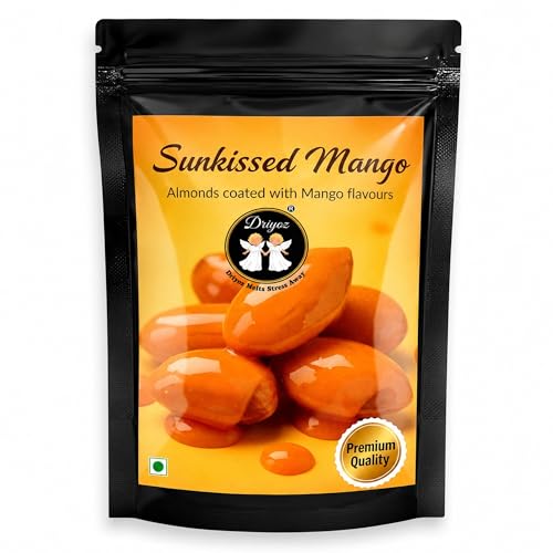 Image of DRIYOZ Sunkissed Mango Almonds 250g | Premium Crunchy Badam Coated with Sweet Mango Flavour Granules | Tropical Fruity Nut Snack for Gifting, Parties & Everyday Snacking