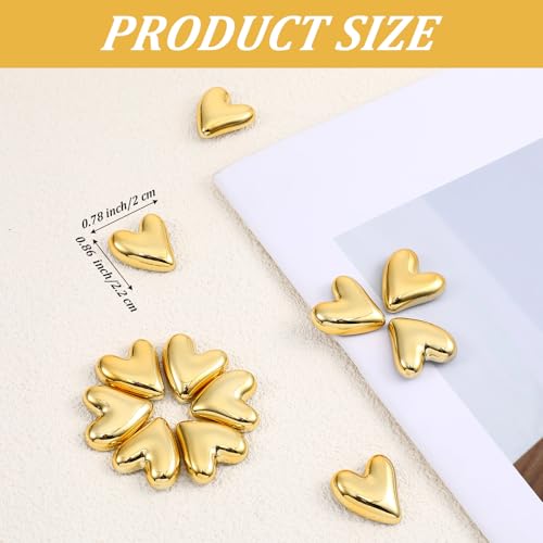 Set de 12 imanes decorativos dorados en forma de corazón miniatura 2