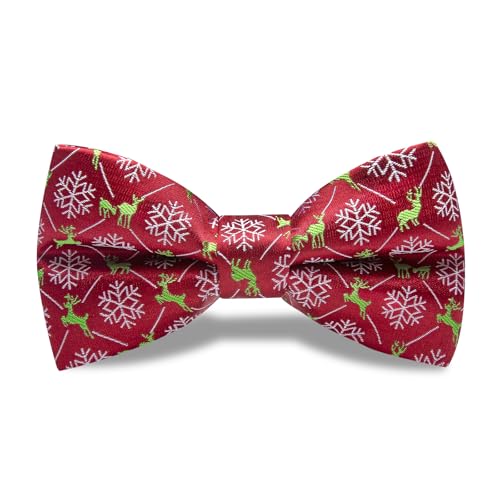Image of YourTies Christmas Bow Ties for Men Silk Red Pre-tied Adjustable Xmas Bowties Woven Party Holiday Festival New Year