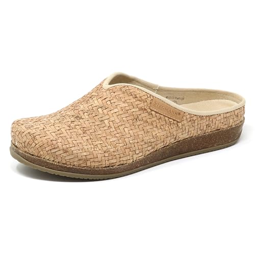 Stegmann Womens Maria Woven Cork MuleLightweight Natural Cork Basket-Weave Upper Canvas-Lined Removable Arch Support Insole Wide Toe Box Summer Clog Medium Width Natural Woven Size 9.5
