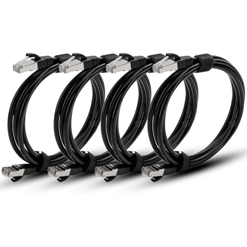 Image of CAT 8 Ethernet Cable, 6ft (4 Pack) Ultra High Speed 40Gbps 2000MHz 30AWG CAT8 Cable LAN Internet Network Cord with Metal Plated RJ45 Connector for Gaming,Router,Modems,PC(6ft /4 Pack) (GS4PC8-02-Dark)