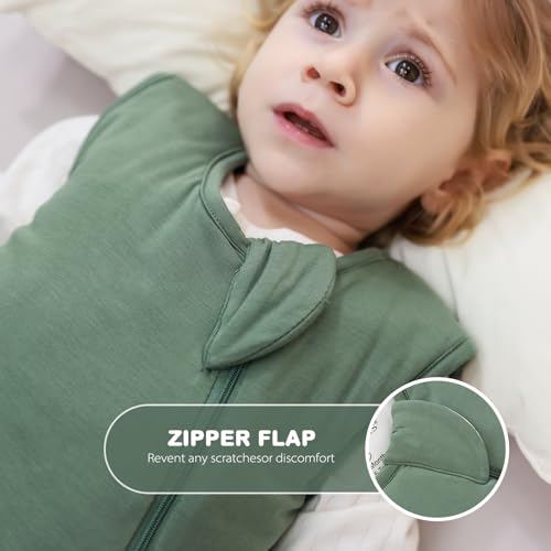 Image of Mosebears Unisex Rayon Made from Bamboo Sleep Sack with 2-Way Zipper,2.5 Tog Baby Winter Sleep Sack (Dark Green,6-18 Months)