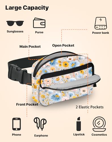 Image of Flower Fanny Pack for Women Belt Bag Fashion Everywhere Waist Pouch Lightweight Crossbody Bags with Adjustable Strap
