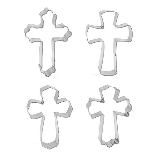 4 Pieces Holy Cross Shaped Cookie Cutter Fondant Decoration Ideas Christian Cookie Cutters Set Halloween Baking Supplies