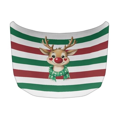 Image of Christmas Deer Car Hood Cover Polyester Elastic Fabric Protector for Car Hood Removable Automotive Accessories for Most Automotive Christmas Decoration and Gifts
