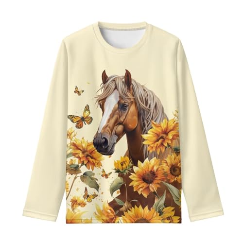 Long Sleeve Shirts for Girls Vintage Pullover Tops for Back to School Graphic Cute Crewneck Shirt for Kids 3-16Y