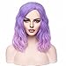 BERON 14 Inches Pink Purple Wig for Women Short Culy Wig Pink and Purple Wigs Bob Wig for Daily and Party Wig Cap Include