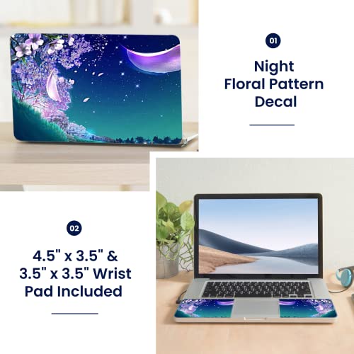 Image of LSS 15 15.6 Inches Laptop Notebook Skin Sticker with 2 Wrist Pads - Reusable Cover Protector Vinyl Sticker Cover Decal Fits 13 inch - 16 inch HP Asus Acer Samsung - Night Floral Pattern