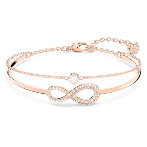 Swarovski Brazalete Swarovski Infinity, blanco, baño tono oro rosa