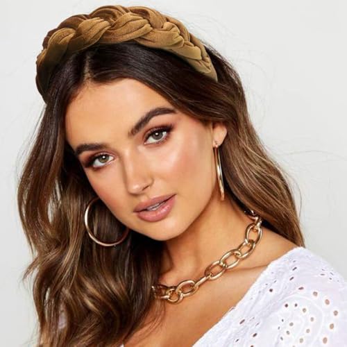 Image of DRESHOW Velvet Braided Headband Women Hair Hoop Elastic Hair Bands Fashion Headbands for Women