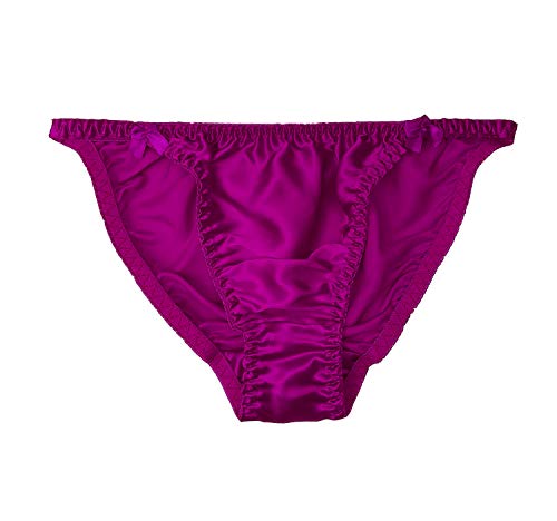LSHARON Seda de las mujeres sexy 100% morera seda tanga tanga ropa interior bragas, Rosa Roja, M Cover