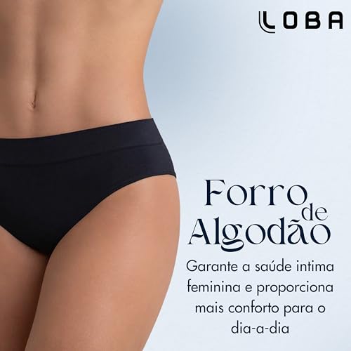 Loba by Lupo Kit 3 Calcinhas Sem Costura Forro Algodão Feminina, 3 Preto, GG