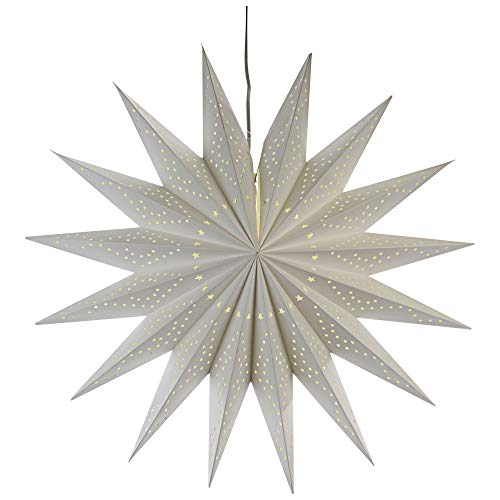 Cepewa 33799 Papierstern weiß Weihnachtsstern Ø 60 cm inklusive Kabel 1,5m und Fassung ( E14 ) Fensterlicht