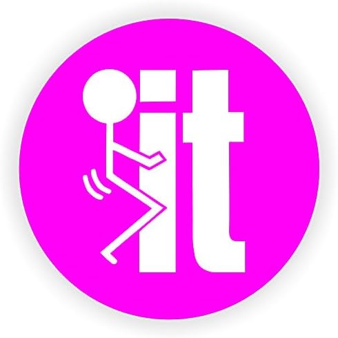 (3 Pack) F*CK IT Circle Vinyl Hard Hat Helmet Decal by StickerDad® - Size: 2" Round Color: Pink/White - Hard Hat, Helmet, Windows, Walls, Bumpers, Laptop, Lockers, etc.
