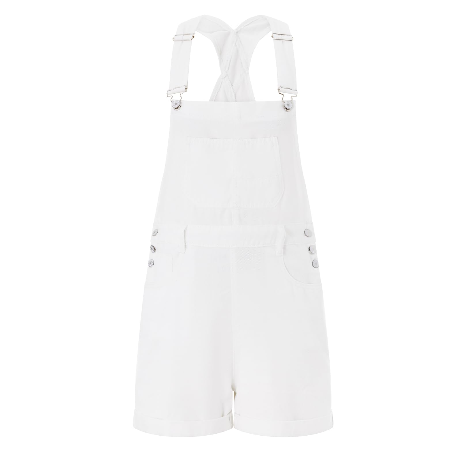 GXNRHG Damen-Denim-Baggy-Trägershorts, Overalls, verstellbare Hosenträger, gerollte Manschette, weites Bein, Kurze Jeans-Latzhose mit Taschen, Y2K-Streetwear