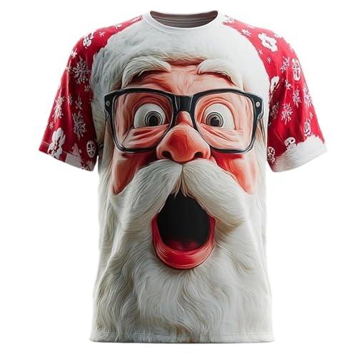 Lustiges Weihnachts T-Shirt Herren 3D Weihnachtsmann Druck Rundhals Kurzarm Tshirt Bequem Atmungsaktiv T Shirt Xmas Santa Tops Weihnachten Partys 2025...