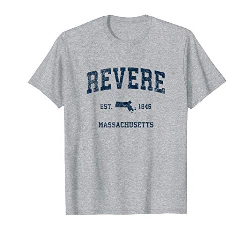 Revere Massachusetts MA Vintage Sports Design Navy Print T-Shirt