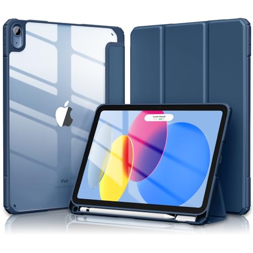 【Maledan】対応iPad a16 ケース - 11インチ 2026新型 三つ折りスタンド 薄型 ペンシル収納 軽薄 軽量 DIY透明 オートスリープ機能対応 耐衝撃 対応iPad A16 ケース ネイビー（Amazon）