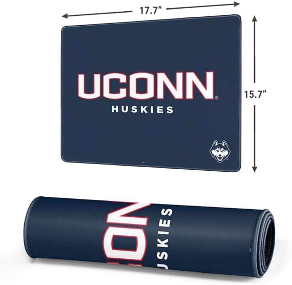 Skinit Medium Gaming Mouse Pad - Officially Licensed Huskies UConn Design with Stitched Edges, Waterproof, Non-Slip Rubber Base, Desk Mat for Keyboard & Mouse, 17.7" x 15.75" inches
