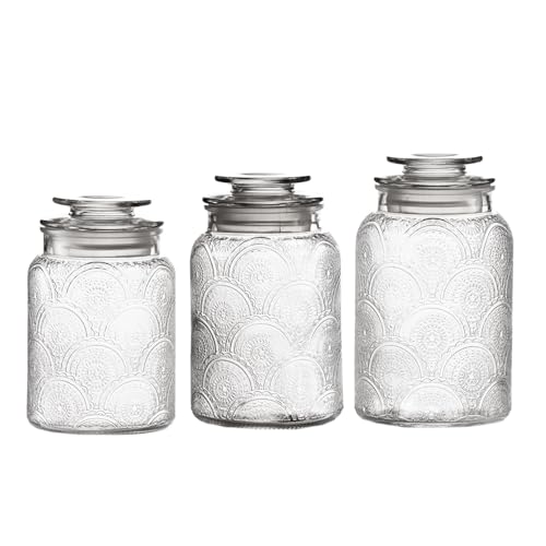 Style Setter Canister Set 3-Piece Glass Jars in 34oz, 44oz