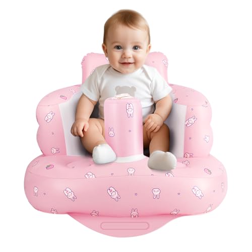 AirSwim Chaise gonflable pour bébé de 3 mois et plus, chaise gonflable d'été avec pompe à air intégrée, canapé de sol pour bébé pour apprendre à s'asseoir, palying, camping, fraise