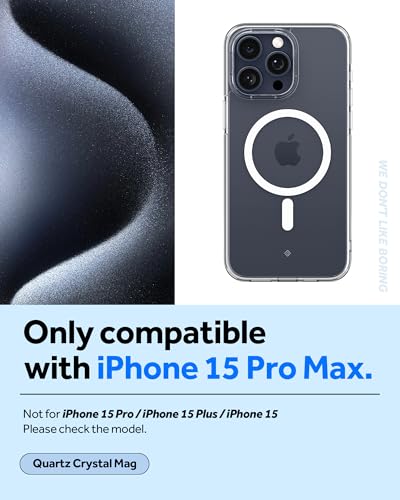 Image of Spigen Caseology Quartz Crystal Mag Back Cover Case for iPhone 15 Pro Max, MagSafe Compatible, Clear Transparent - PC+TPU | Crystal Clear
