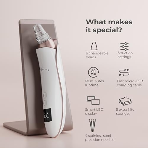 Image of Lifelong Blackhead Removal Machine | Black Head Remover Tool | Vacuum Pore Cleaning Machine for Black Heads, White Heads, Pimple Remover | Face Cleaner Derma Suction Device | Facial Machine for Face