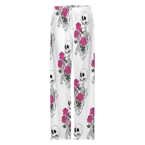 Skull Print Men's Pajama Pants Lightweight Casual Soft Lounge Pants Sleepwear with Drawstring Pockets4