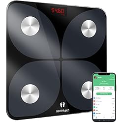 Báscula De Peso Online Báscula Grasa Corporal Báscula de Baño Digital, Balanza Bluetooth Inteligente con Análisis de 13 Funciones, Báscula Electrónica Monitores con App para Peso Corporal, Grasa Crporal, IMC, BMR (black)