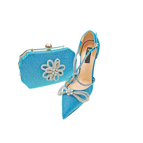 Women's Shoes and Bag for Party Ladies Shoes and Bag Full Diamond Design in Rainbow Color