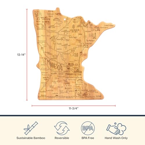 Tabla de cortar con forma del estado Minnesota en bambú miniatura 4