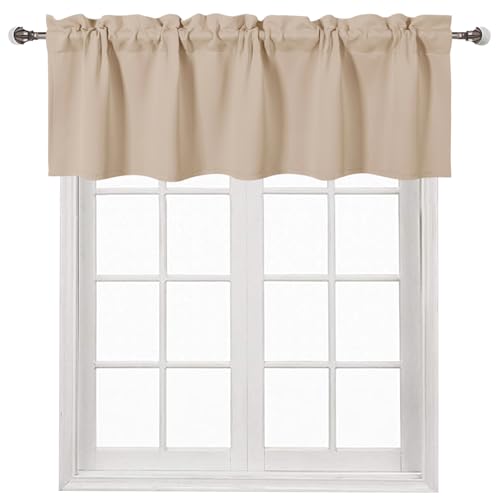 DWCN Beige Rod Pocket Valance for Windows 52 x 18 Inch, 1 Panel