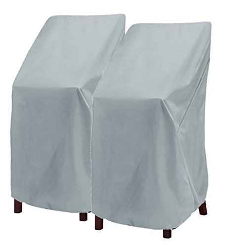 Patio Chair Cover Highback Durable Waterproof Outdoor Bar Stool Cover Stairs Cover Out Furniture Cover Stackable Chairs Cover(L27.5 x D27.5 x H49.2 inch, 2 Pack)