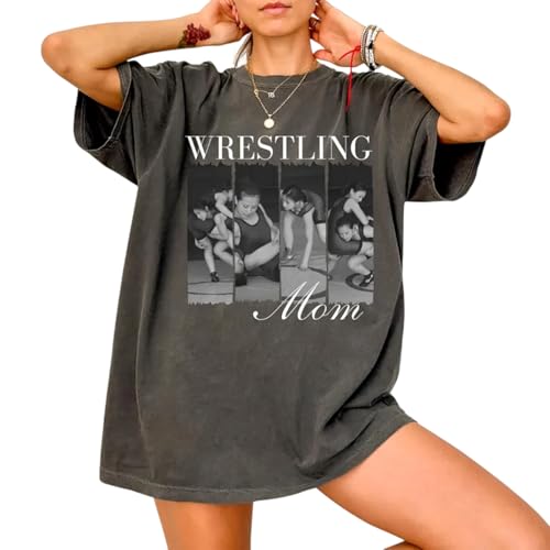 Personalized Wrestling Mom Shirt with Custom Photo Brush Stroke Design Tee Proud Wrestling Mom Gift Soft Casual Top for Women