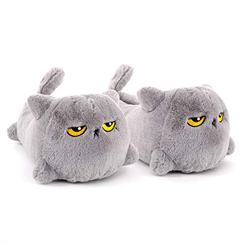 Smoko Grumpy Cat Heated Slippers | Wireless Warm Oliver Foot Warmers | Plush and Fluffy