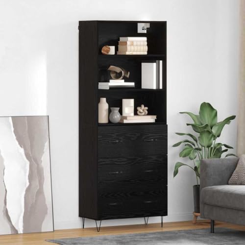 Aparador de 2 piezas aspecto roble negro moderno con mucho espacio 2