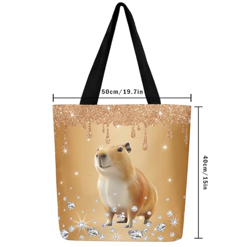 Animals Theme Canvas Tote Bag,Diamond Sequin Fluid Art Aesthetic Shoulder Handbags for Shopping Gym2