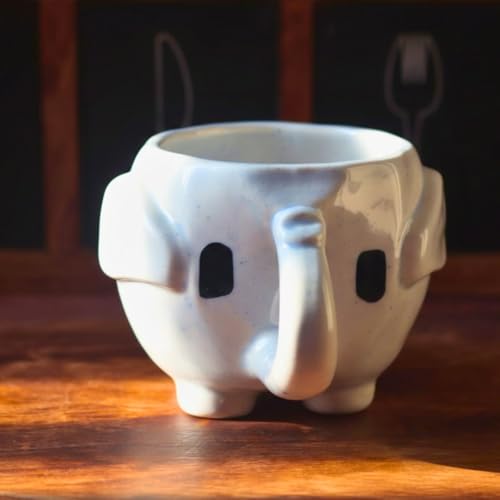 Image of Weaving Home Ceramic Coffee Mug - The Cutest Ele Mug with Easy to Hold Handle Design, Microwave and Dishwasher Safe