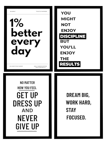 MIRA MEST Motivational Wall Art | Typography Quote Posters for Home, Office, Study & Bedroom | Ready to Hang Framed Wall Decor | Positive Quote Prints | Gift for Friends & Family | Multiple Designs Available (4 Best Combo)