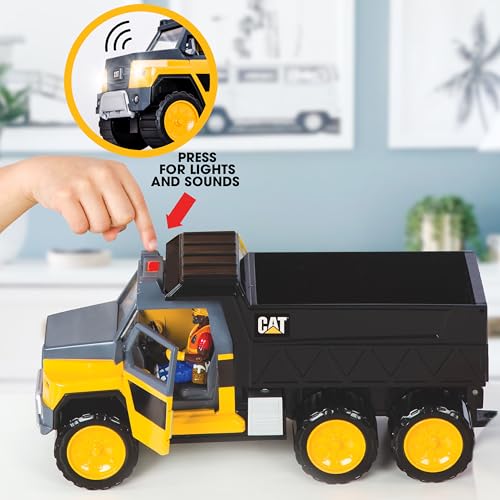 Image of Cat Construction Workforce Hauler Action Set, 18-Piece Kids Construction Toy Playset with Freewheeling Hauler Truck, Lights & Action-Activated Sounds, 4-Inch Figure, Tools & Accessories, Ages 3+
