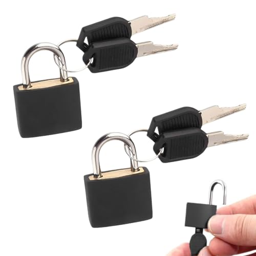 GNALIA Cadenas Clé : 2 Pièces Noir 28Mm Pour Valise Et Bagages. Sécurité Casier College Et Gym. Serrures Compactes Voyage Et Vacances.