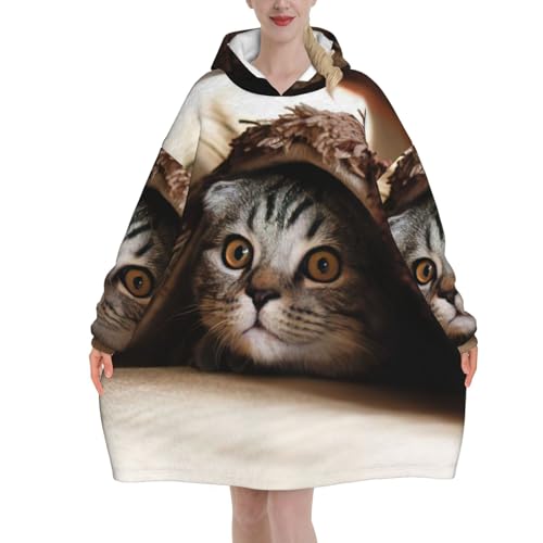 Couverture à capuche chat EdWal en flanelle pour adulte