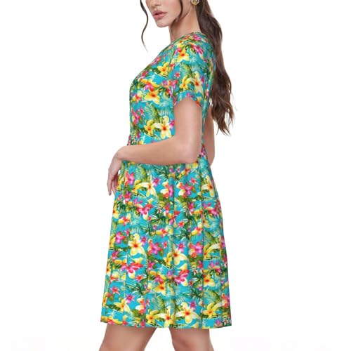 Robe d'été à manches courtes robe imprimé hawaïen pour femme - 2
