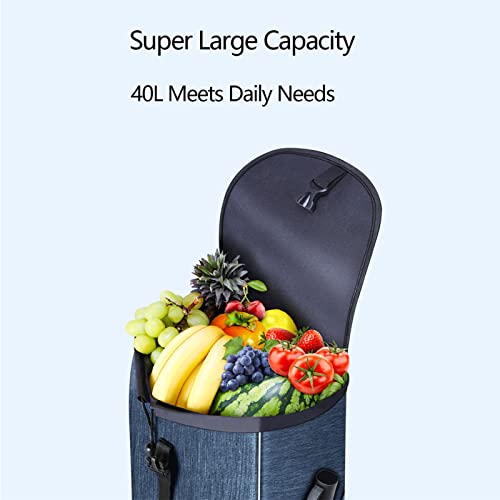 Bolsa de compras impermeable – Bolsa de repuesto de tela Oxford reutilizable de 54 L, almacenamiento portátil de gran capacidad, ideal para compras y almacenamiento