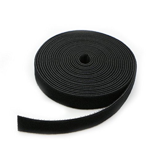 Saisn Reusable Fastening Tape Cable Ties 3/4 Inch Double Side Hook Roll (5 Yard, Black) #TOP1