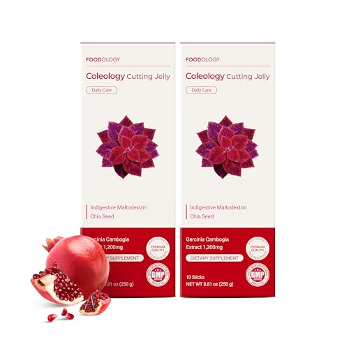 FOODOLOGY Coleology Cutting Stick Jelly (Pomegranate) Dietary Fiber Supplement for Healthy Weight Management Chia Seeds & Garcinia Cambogia Korean Beauty with Collagen 20 Sticks